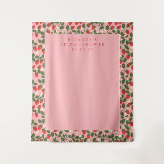 Rosa Strawberry Custom Dusche Foto Hintergrund Wandteppich (Vorderseite)