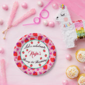 Rosa Strawberry Erste Geburtstagsparty Pappteller (Party)