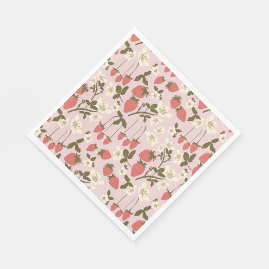 Rosa Strawberry Floral Paper Napkin Serviette (Ecke)