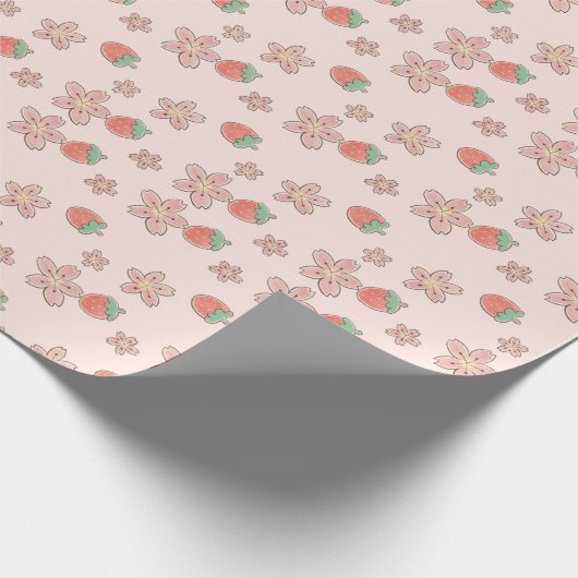 Rosa Strawberry Frühling Thema Wrapping Paper Geschenkpapier (Ecke)