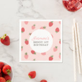 Rosa Strawberry Geburtstagsparty Serviette (Beispiel)