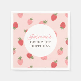 Rosa Strawberry Geburtstagsparty Serviette