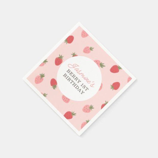Rosa Strawberry Geburtstagsparty Serviette (Ecke)