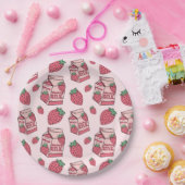 Rosa Strawberry Milk Muster Geburtstagsparty Pappteller (Party)