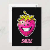 Rosa Strawberry Smile Postkarte (Vorne/Hinten)
