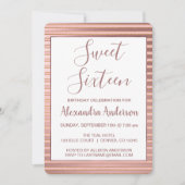 Rosa Streifen 16 . Geburtstag Geburtstag Einladung (Vorderseite)