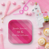 Rosa Streifen, 80. Geburtstagsparty, Name Pappteller (Party)