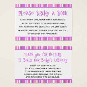 Rosa Streifen Baby Girl Shower Buchanfragekarten