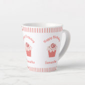 Rosa Streifen Birthday Cupcake Milchtasse (Rechte Ecke)