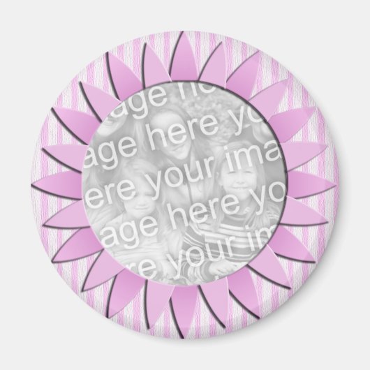 Rosa Streifen Blume Magnet (Vorne)