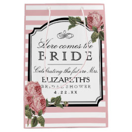 Rosa-Streifen-BlumenBrautparty fertigen Farbe Mittlere Geschenktüte