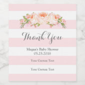 Rosa Streifen Blumenspülung Weinetikett (Einzelnes Label)