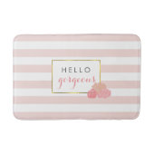 Rosa Streifen & Blush Peony Hallo traumhaft Badematte (Vorderseite)