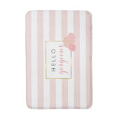 Rosa Streifen & Blush Peony Hallo traumhaft Badematte (Vorderseite Vertikal)