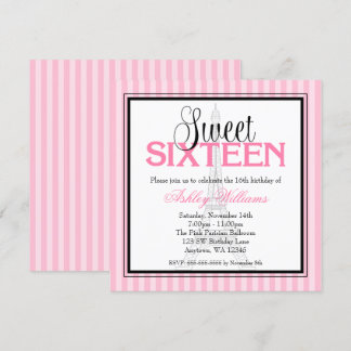 Rosa Streifen-Bonbon Paris 16 Einladung
