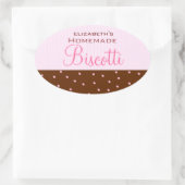 Rosa Streifen, braun, hausgemachte Punkte Ovaler Aufkleber (Tasche)