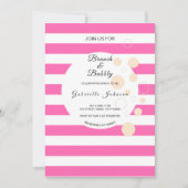 Rosa Streifen Brunch und Bubbly Brautparty Einladung (Vorderseite)