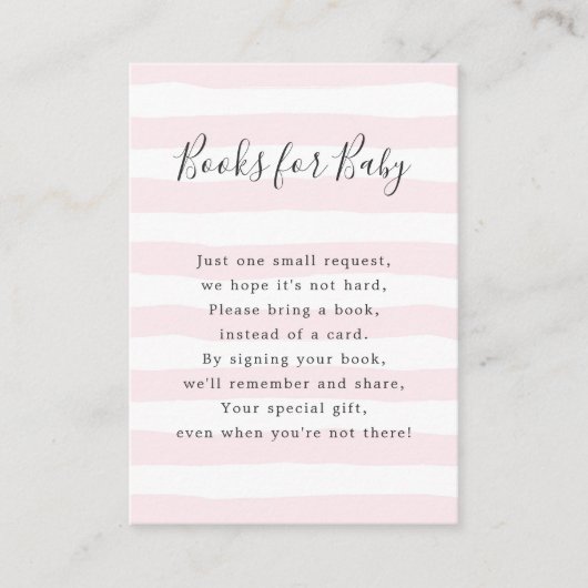 Rosa Streifen Bücher für Baby, Babydusche Begleitkarte (Vorderseite)
