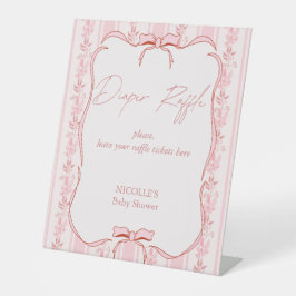 Rosa Streifen Bug Babydusche Windeln Lotterie Zeic Sockelschild