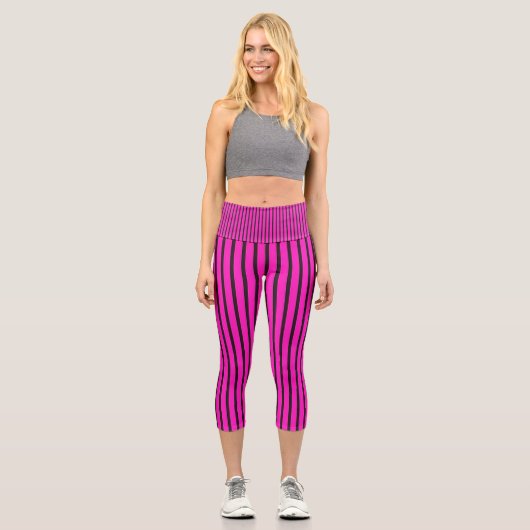 Rosa Streifen Capri Leggings (Vorderseite)