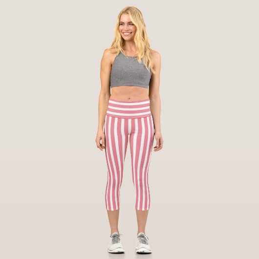 Rosa Streifen Capri Leggings (Vorderseite)