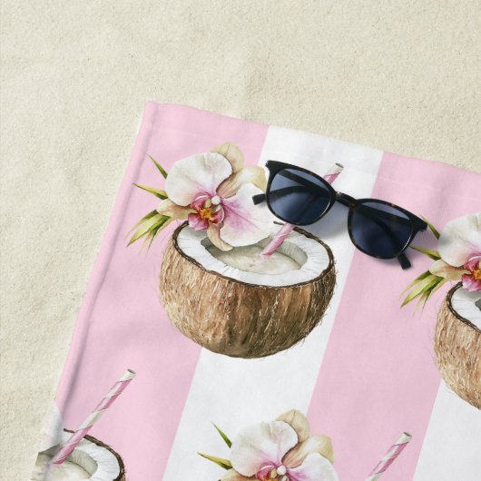 Rosa Streifen | Coconut Drink Beach Handtuch (Beispiel)