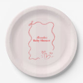Rosa Streifen Coquette Bow Babydusche Pappteller (Vorderseite)