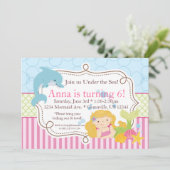 Rosa Streifen, Delphin, Einladung (Stehend Vorderseite)