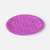 Rosa Streifen diagonales Webmuster Pappteller (Schrägansicht)
