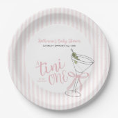 Rosa Streifen Ein Tini ist unterwegs Pappteller (Vorderseite)