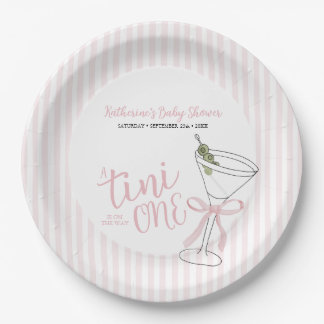 Rosa Streifen Ein Tini ist unterwegs Pappteller