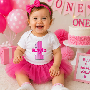 Rosa Streifen Erstes Geburtstagskameradinchen-Shir Baby Strampler
