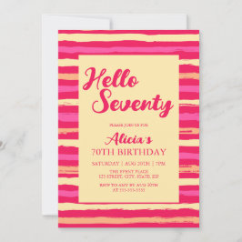 Rosa Streifen farbenfroh Hallo Siebziges Mädchen G Einladung