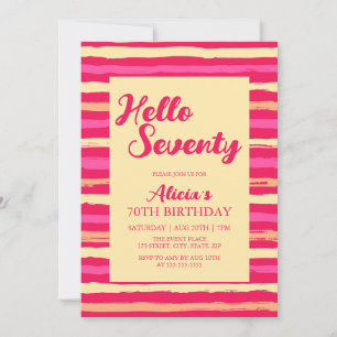 Rosa Streifen farbenfroh Hallo Siebziges Mädchen G Einladung