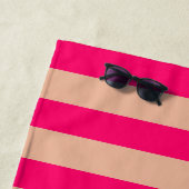 Rosa Streifen Flamingo Mit Monogramm Beach Handtuc Strandtuch (Beispiel)