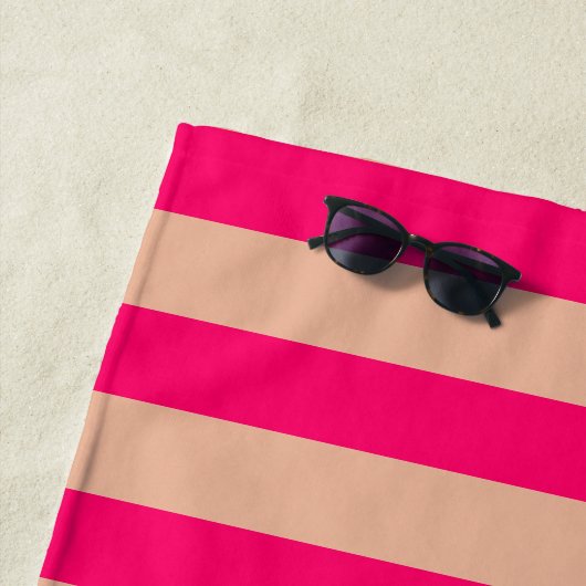 Rosa Streifen Flamingo Mit Monogramm Beach Handtuc Strandtuch (Beispiel)