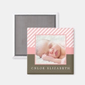 Rosa Streifen Foto Magnet (Vorderseite/Rückseite)