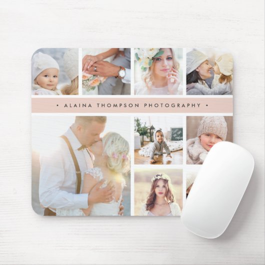 Rosa Streifen FotoCollage Mousepad (Mit Mouse)