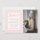 Rosa Streifen Fügen Sie Ihren eigenen Foto-Abschlu Ankündigung (Vorderseite)