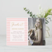 Rosa Streifen Fügen Sie Ihren eigenen Foto-Abschlu Ankündigung (Stehend Vorderseite)