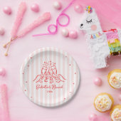 Rosa Streifen Galentine's  Pappteller (Party)
