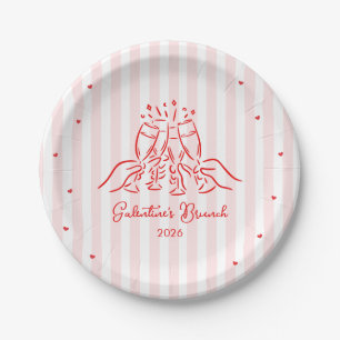 Rosa Streifen Galentine's Pappteller