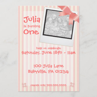 Rosa Streifen-Geburtstags-Party Einladungs-Auto Einladung