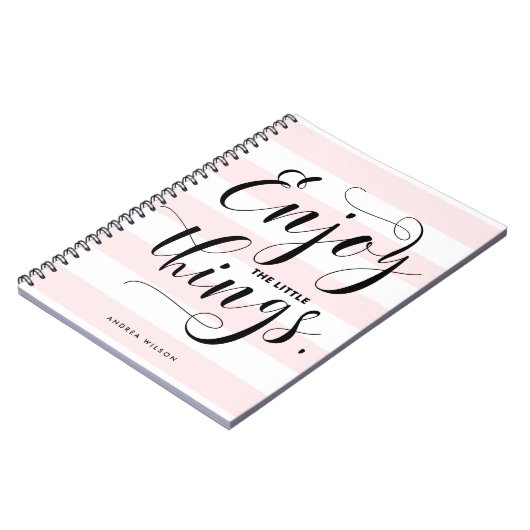 Rosa Streifen | Genießen Sie die kleinen Dinge Kal Notizblock (Linke Seite)