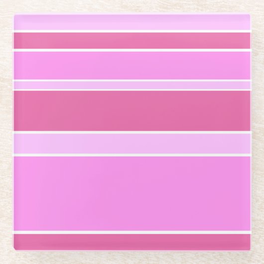 Rosa Streifen Glasuntersetzer (Vorderseite)