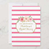 Rosa Streifen Gold Pink Brautparty Einladung (Vorderseite)