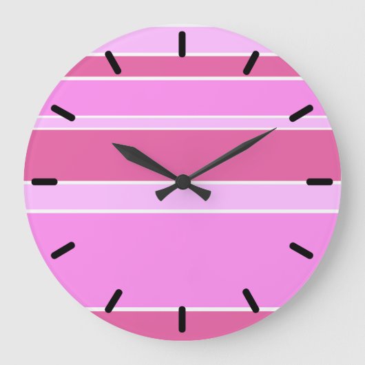 Rosa Streifen Große Wanduhr (Vorderseite)