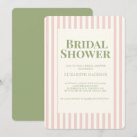 Rosa Streifen grüne Retro Bridal Dusche Einladung