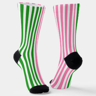 Rosa Streifen Grüne Streifen Socken
