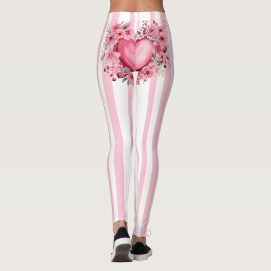 Rosa Streifen, Herz-Hintern Leggings (Rückseite)